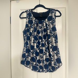 Ann Taylor Navy Floral Blouse - Size S